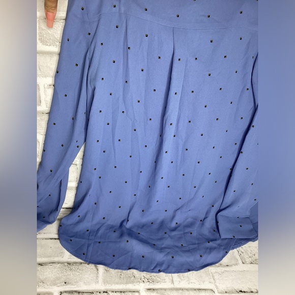 Ann Taylor Blue/Gray Ruffle Shirt Top Blouse Long Sleeve size small NWT - Picture 5 of 5